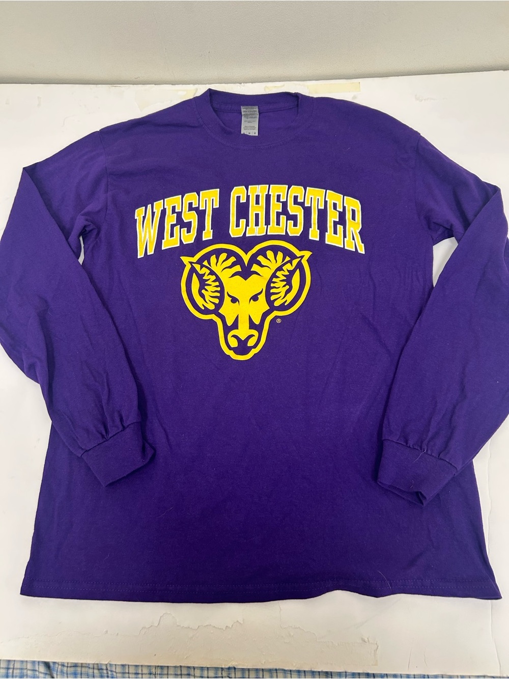 West Chester university rams medium Purple Long-Sleeve Graphic Shirt Gildan
